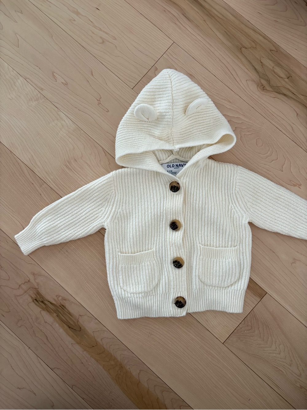 Old Navy Cream Hooded Knit Cardigan with Ears